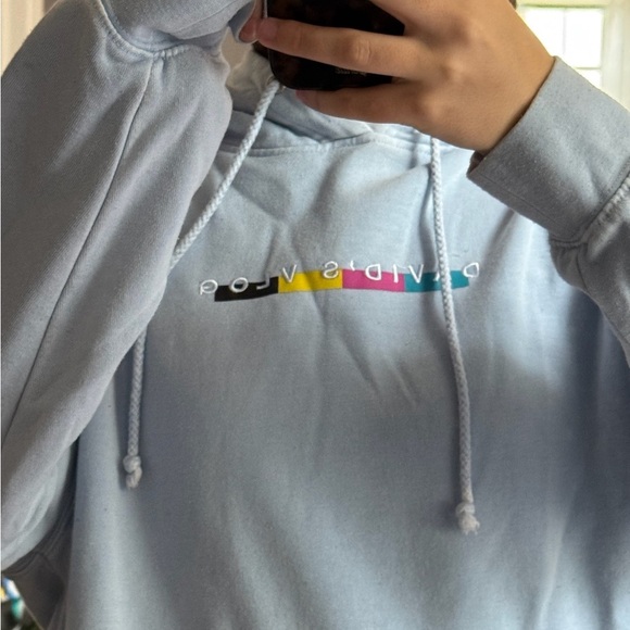 Light Blue Hoodie with Colorful Logo - Picture 3 of 4